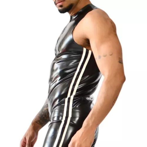 Latex-Tanktop Xrub mit Reißverschluss Schwarz-Weiß – 3/3