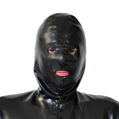 Latex kap Xrub met rits Zwart