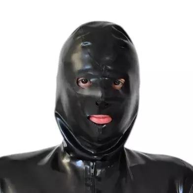 Latex-Kopfhaube Xrub mit Reißverschluss Schwarz – 1/2
