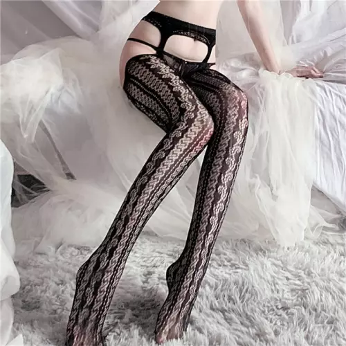 Strümpfe mit Strumpfhalter-Optik Erotic Panty Schwarz – 2/5
