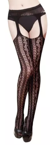 Strümpfe mit Strumpfhalter-Optik Erotic Panty Schwarz – 3/5