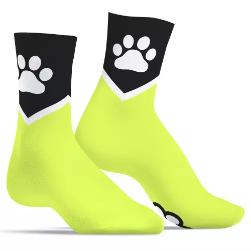 Socken Paw Kinky Puppy Neongelb – 1/4