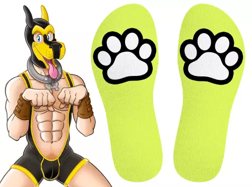 Socken Paw Kinky Puppy Neongelb – 3/4