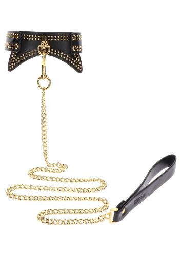 Halsband und Leine mit Nieten Studded Vogue Schwarz