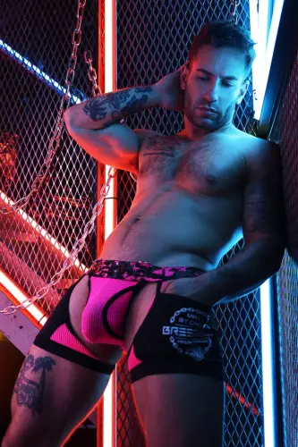 Boxer Bottomless Neo Camo Schwarz-Neon-Rosa – 4/16