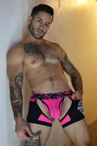 Boxer Bottomless Neo Camo Schwarz-Neon-Rosa – 11/16