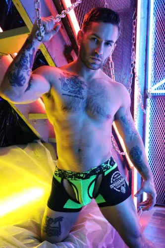 Boxer Bottomless Neo Camo Zwart-Neon Groen – 9/15