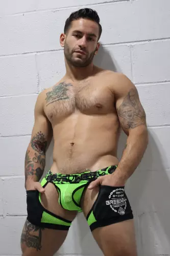Boxer Bottomless Neo Camo Zwart-Neon Groen – 13/15