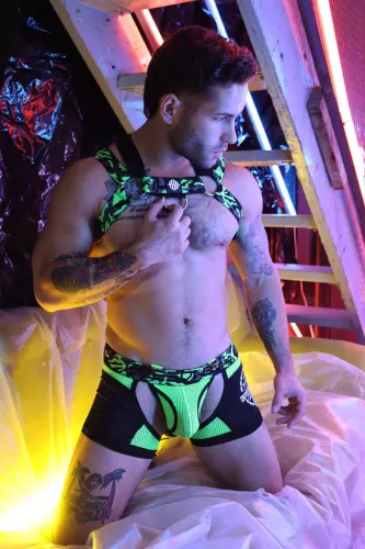 Harnas Neo Camo Zwart-Neon Groen – 3/22