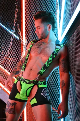 Harnas Neo Camo Zwart-Neon Groen – 12/22