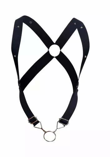 Elastic Harness and Cockring Crossback Dungeon Black – 6/8