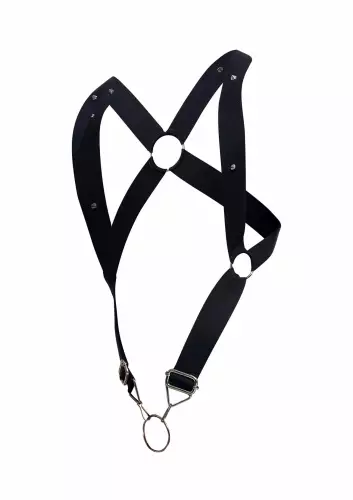 Elastic Harness and Cockring Crossback Dungeon Black – 7/8