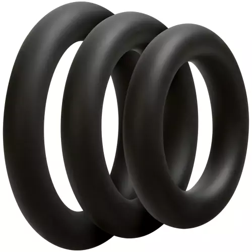Set aus 3 Penisringen Silikon 10mm Schwarz – 1/4