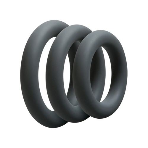 Set aus 3 Penisringen Silikon 10mm Grau