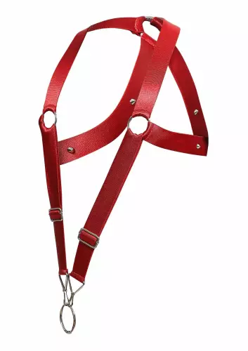 Elastic Harness and Cockring Crossback Dngeon Red – 7/8