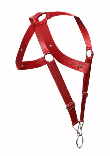Elastic Harness and Cockring Crossback Dngeon Red – 8/8