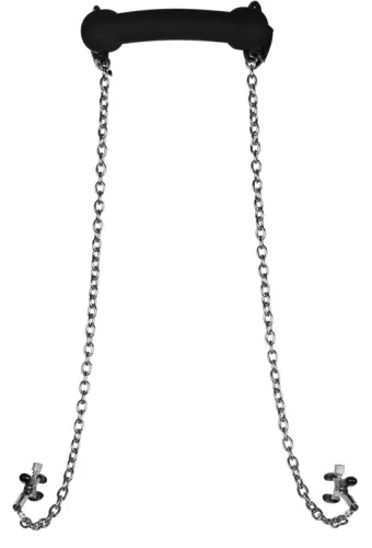 Knebel mit Nippel-Klammern Nipple Gag Schwarz – 6/8