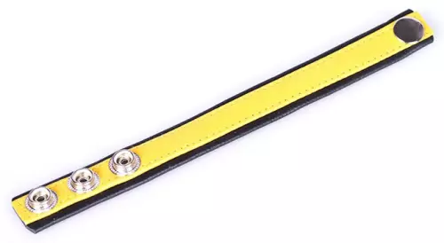 Gelber Leder Penisring 3 Druckknöpfe – 2/2