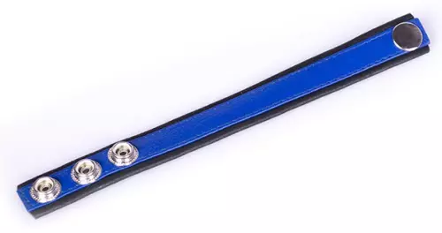 Blauer und schwarzer Leder Penisring – 2/4