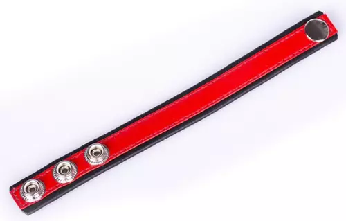 Roter und schwarzer Leder Penisring – 2/3