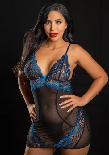 Nachtkleid Blumig Königsblau – 3/11