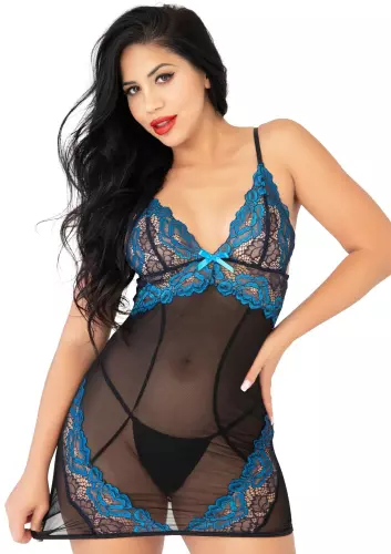 Nachtkleid Blumig Königsblau – 5/11