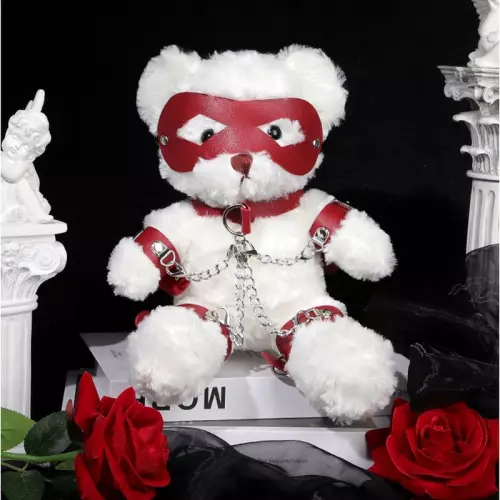 Plüsch Teddybär Bondage 31cm Weiß – 1/2