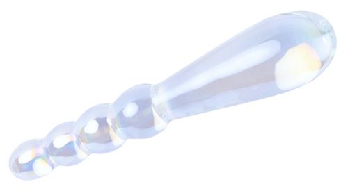 Glass Dildo Rising Ripples 18 x 3.5cm Clear