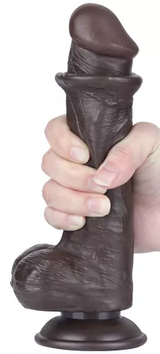Dildo mit Hodensack Sliding Skin 15 x 4,5cm Schwarz – 1/9