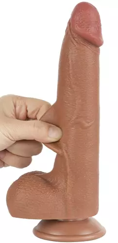 Dildo met Balzak Sliding Skin 17 x 4cm Bruin – 5/6