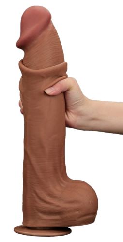 Dildo Sliding Skin 27 x 6.5cm Bruin