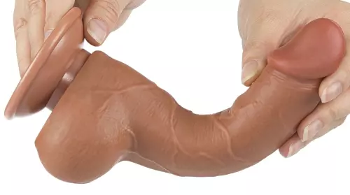 Dildo met Balzak Sliding Skin 13 x 3.8cm Bruin – 5/6