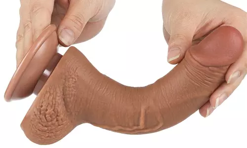 Dildo Sliding Skin 14 x 3.5 cm Braun – 5/6