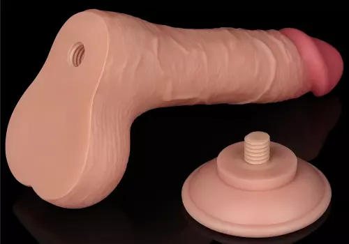 Realistische dildo met balzak SLIDING SKIN 13 x 3.7cm – 6/6