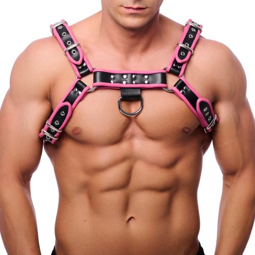 Premium Leather Harness Pink-Black