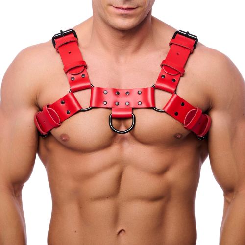 Bulldog Leather Harness Red