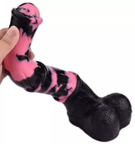 Paarden dildo Tinulf M 19 x 5cm Zwart-Roze – 2/7