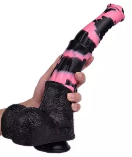 Pferde-Dildo Tinulf L 28 x 6,5cm Schwarz-Rosa – 4/7