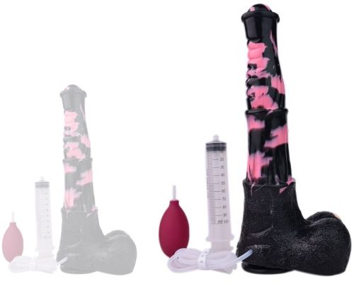 Tinulf Horse Ejaculating Dildo Squirt L 28 x 6.5 cm Black-Pink