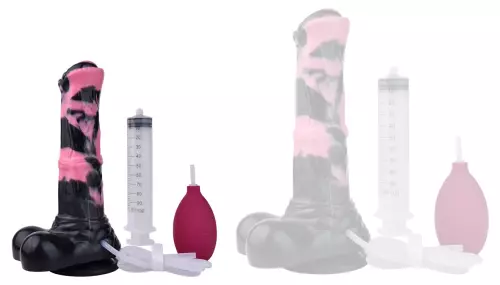 Ejakulierender Dildo Hurulf Squirt S 18 x 4.7 cm Schwarz-Rosa – 1/7