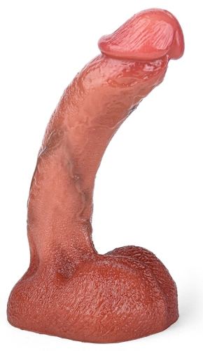 Curved Balls Dildo 16 x 3.5cm Brown