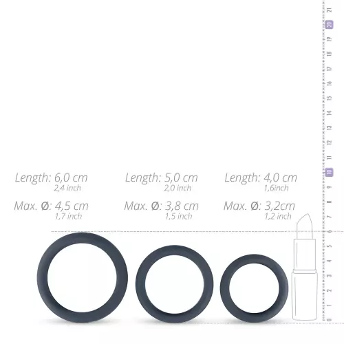 Set aus 3 Cockrings Boners Silikon – 5/13