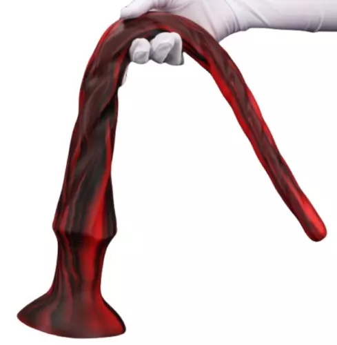 Dildo Torthy M 46 x 4,7 cm Schwarz-Rot – 2/2