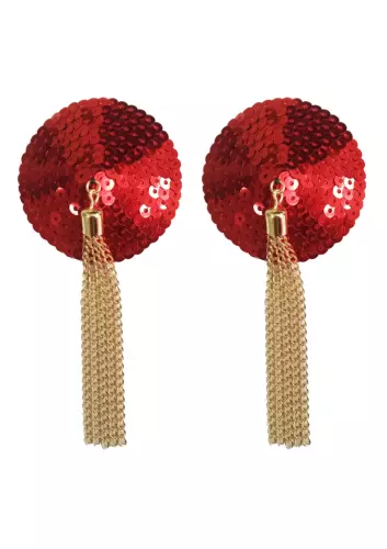 Teptakljes Pailletten met Ketting Nipple Couture Rood – 1/3
