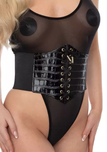 Laced Croco Corset Cinchery Black – 3/4