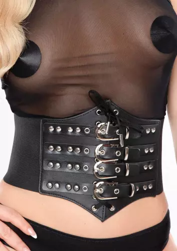 Laced and Strapped Corset Cinchery Black – 3/5