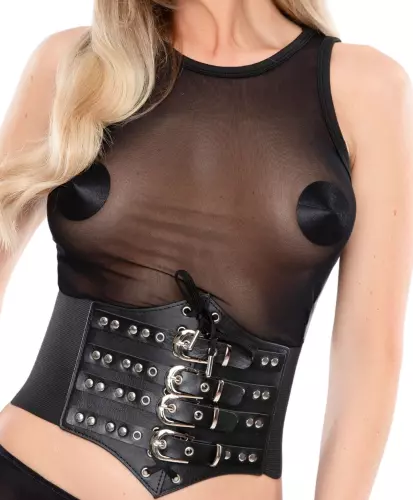 Laced and Strapped Corset Cinchery Black – 4/5