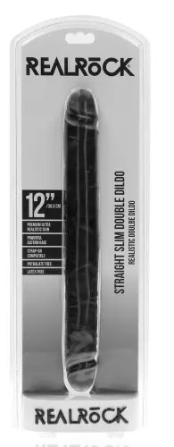 Doppel-Dildo Straight Slim 30.5 x 3.5cm Schwarz – 2/7