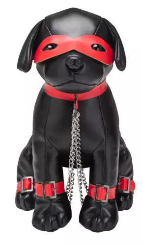 Faux Leather Pup Captain Chains 24cm Black – 3/4