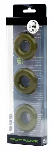 Set von 3 Cockrings Chubby 20mm Khaki – 3/3